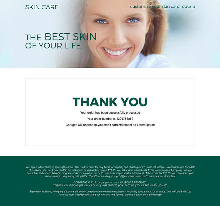 eye catching skin care cream selling bank page design