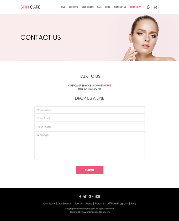 skin care products selling best responsive website design