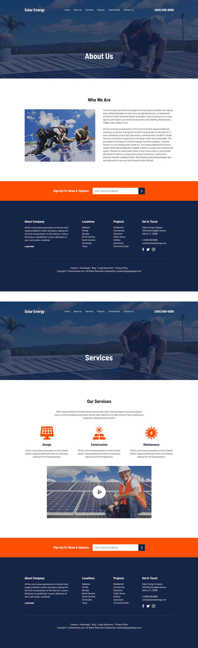 solar energy solutions free quote lead capturing website design