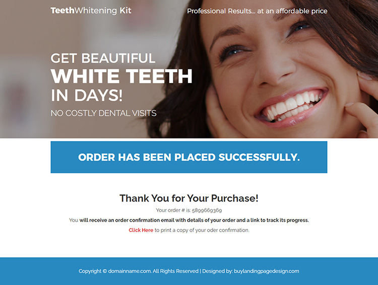 teeth whitening kit responsive landing page design