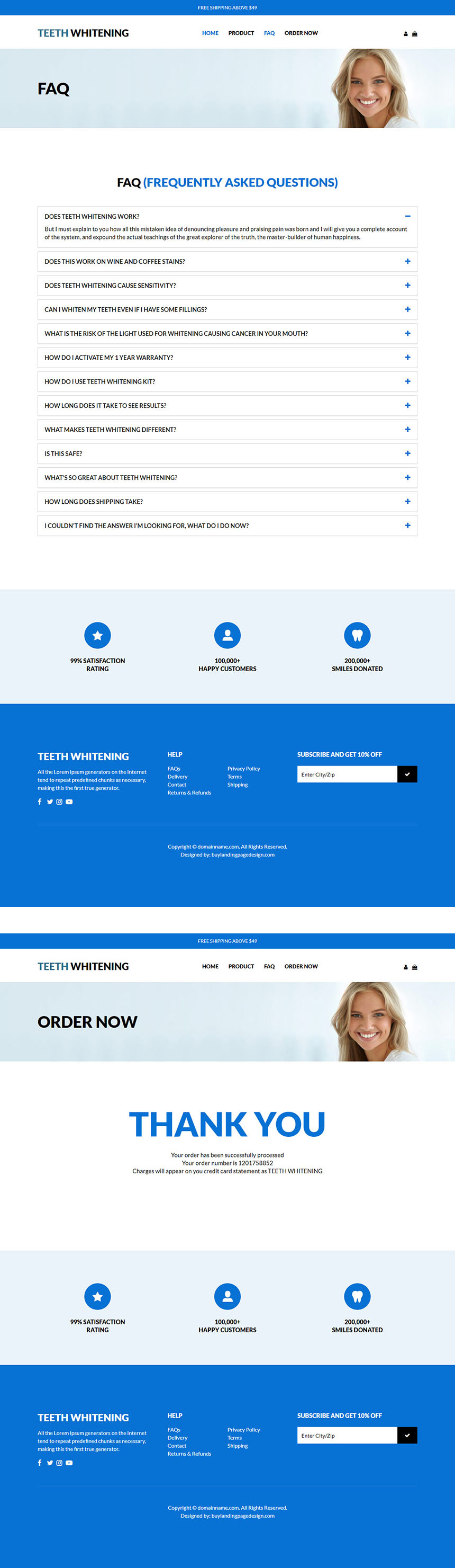 teeth whitening kit responsive website design