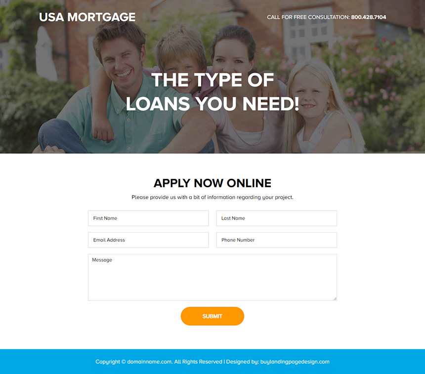 mortgage broker and lending company responsive landing page