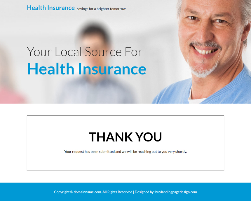 health insurance plans lead capture landing page