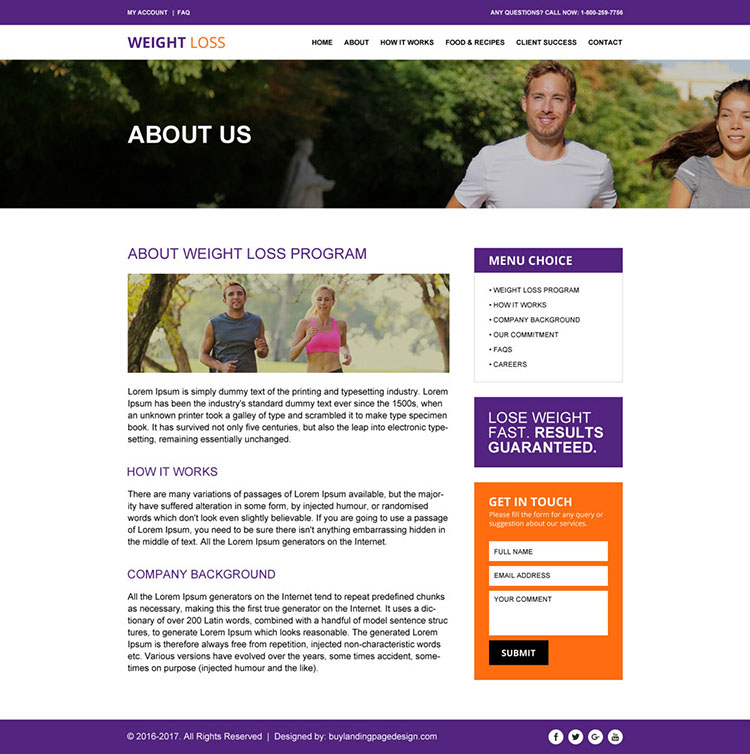 best weight loss html website template design