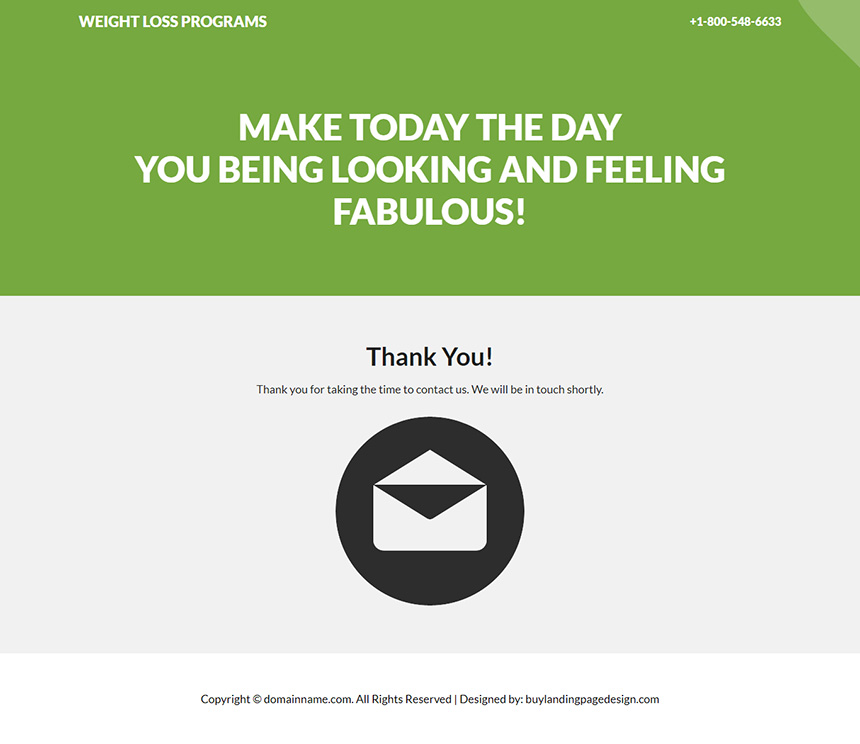 weight loss programs responsive landing page