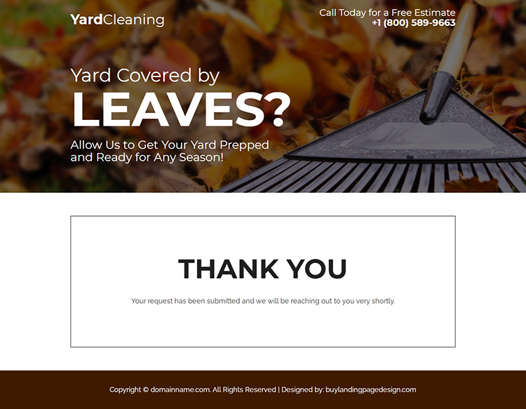 yard cleaning service responsive landing page design