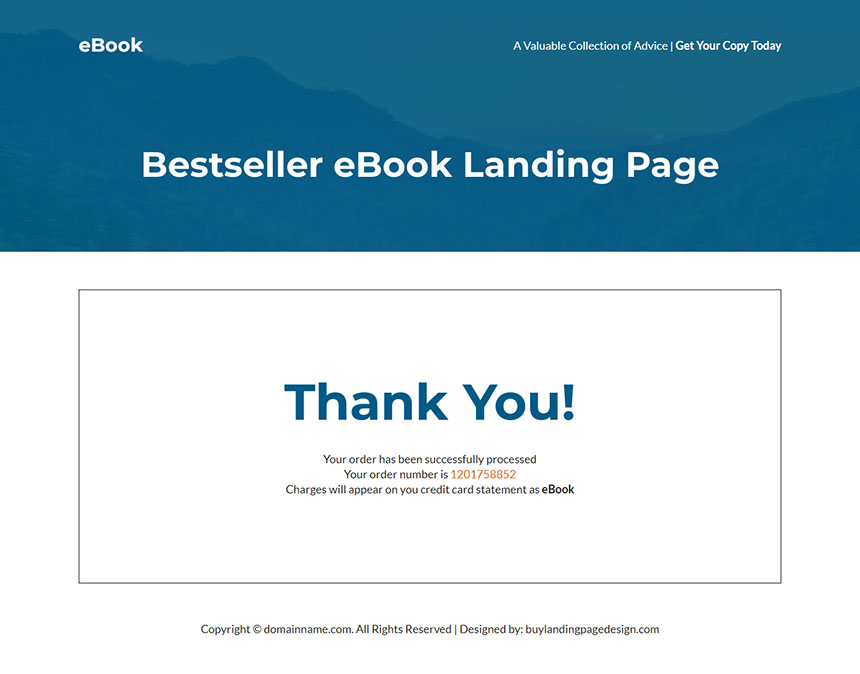 bestseller ebook responsive landing page design