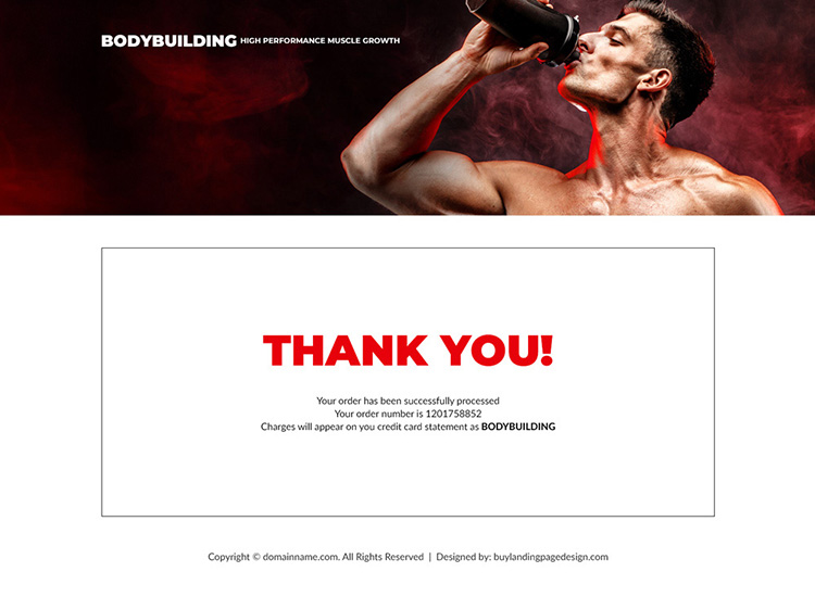 muscle growth supplement selling responsive landing page design