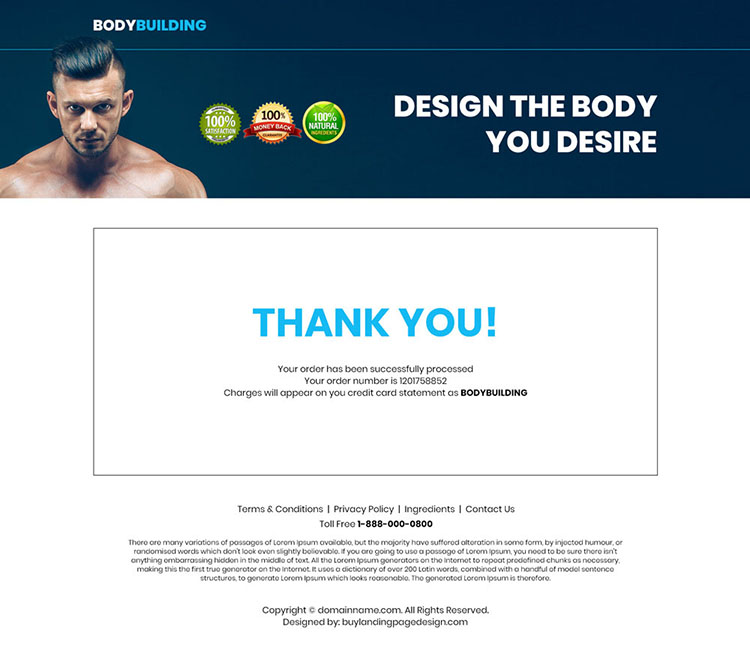 bodybuilding supplement responsive landing page design