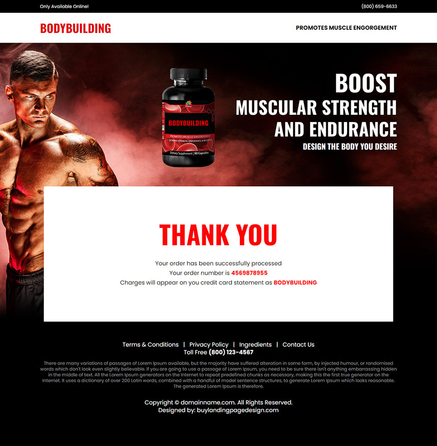 bodybuilding supplement product for muscle growth landing page