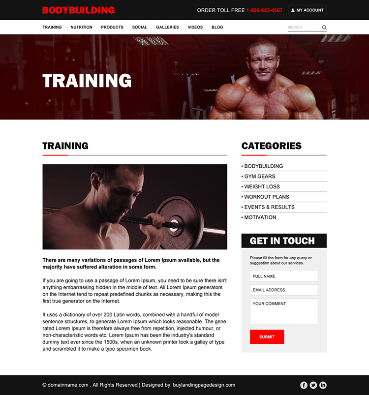 professional bodybuilding responsive website design