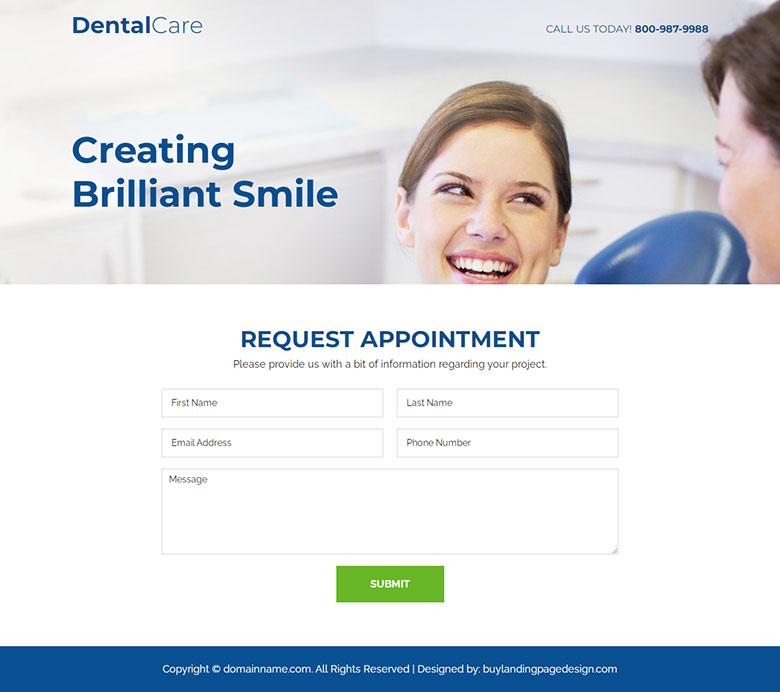 top quality dental care service responsive landing page