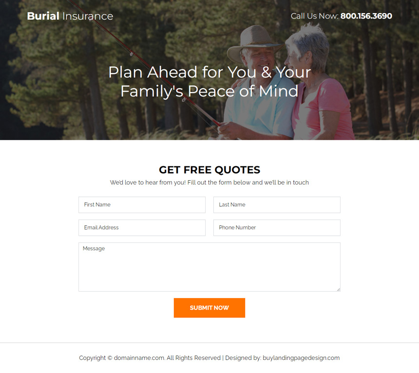 burial insurance plans for seniors responsive landing page