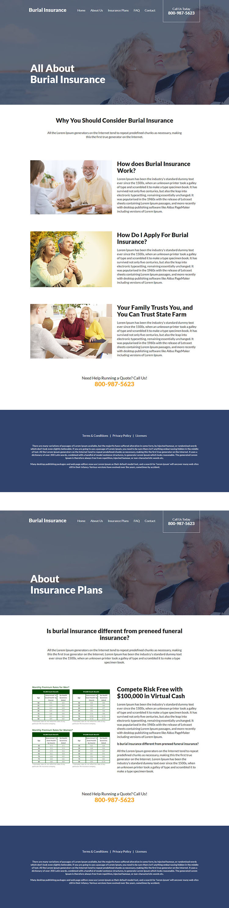 professional burial insurance free quotes responsive website design