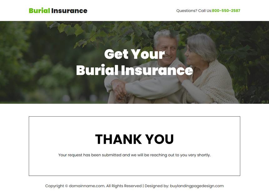 minimal burial insurance lead capture landing page