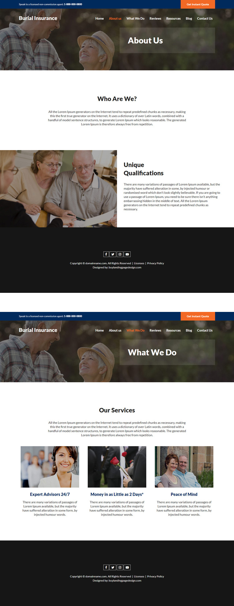 burial insurance plans instant quote responsive website design