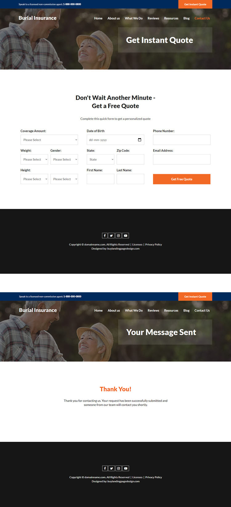 burial insurance plans instant quote responsive website design