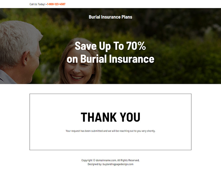 burial insurance plans responsive landing page design