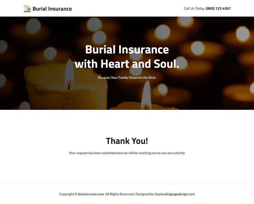 professional burial insurance plans landing page