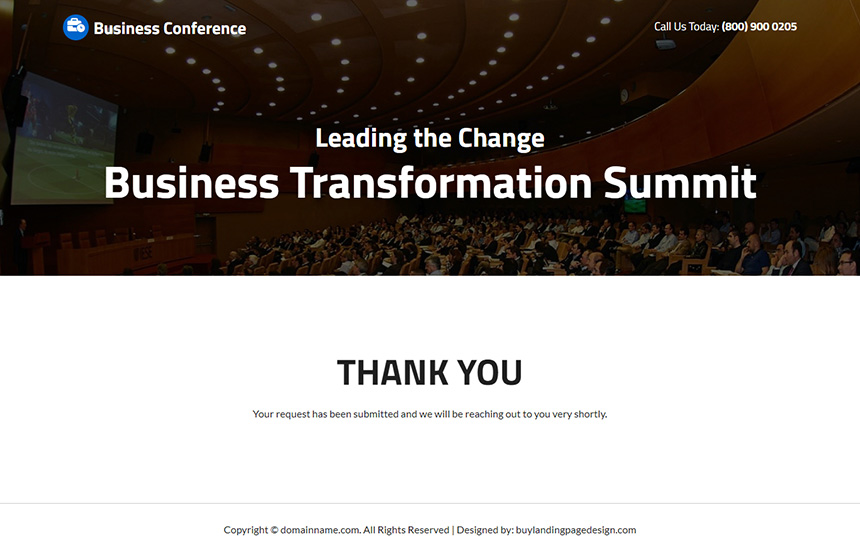 business conference registration responsive landing page