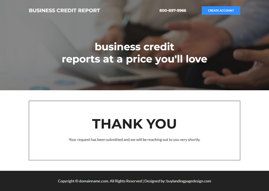 business credit report lead capture landing page