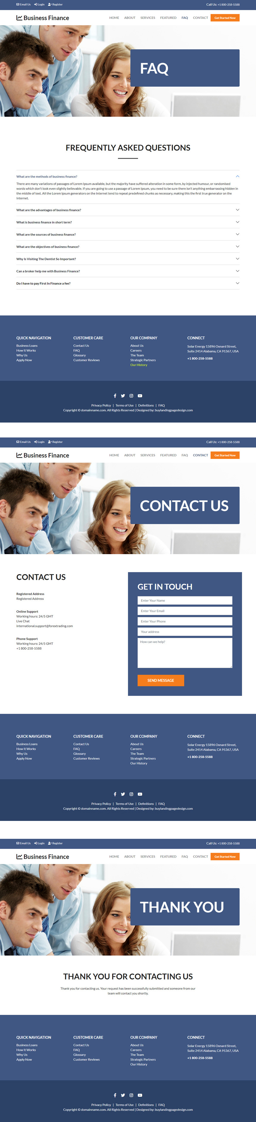 business finance service responsive website design