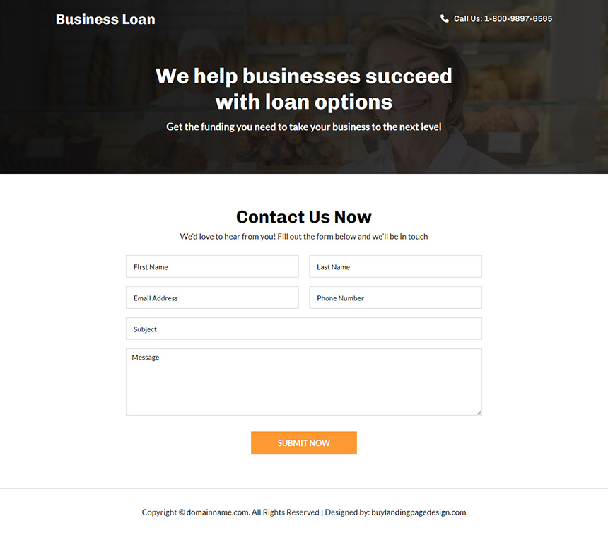 business owner loan lead capture responsive landing page