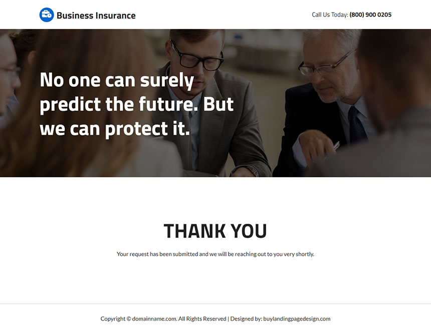 professional business insurance  lead capture landing page