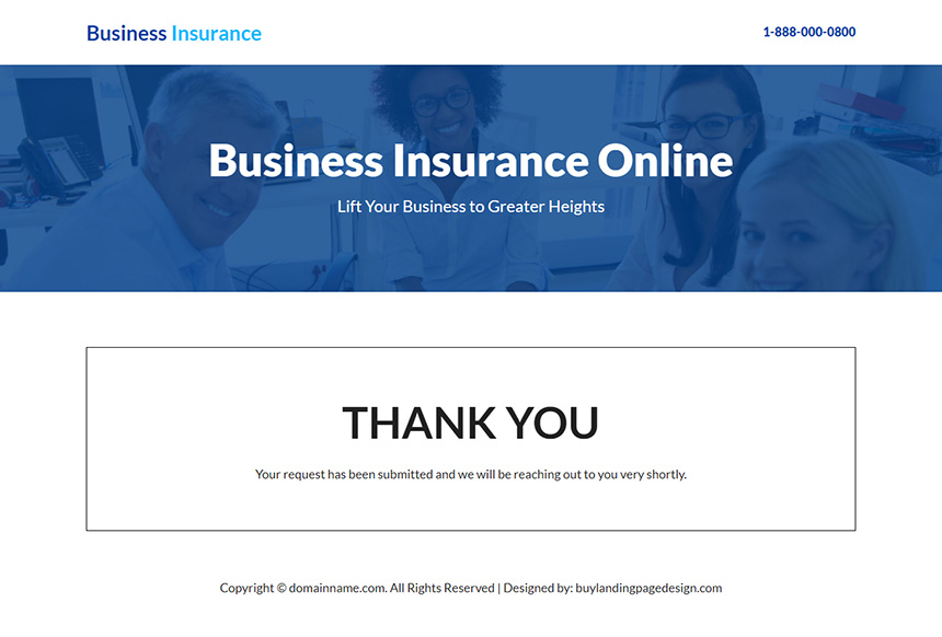 business insurance service lead capture landing page