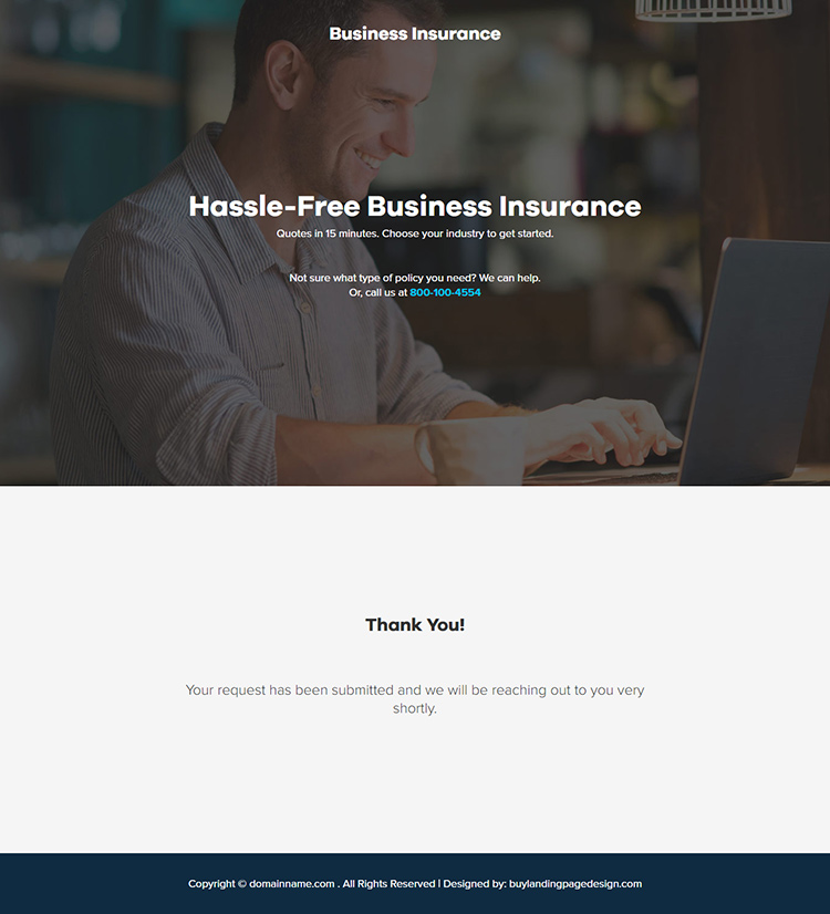 best business insurance responsive landing page design