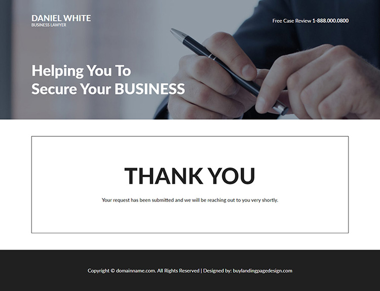 business lawyer lead capture responsive landing page design