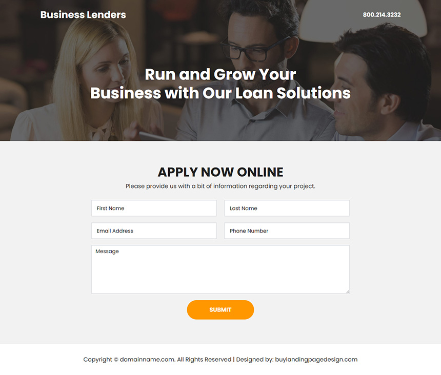 business lenders lead capture responsive landing page design