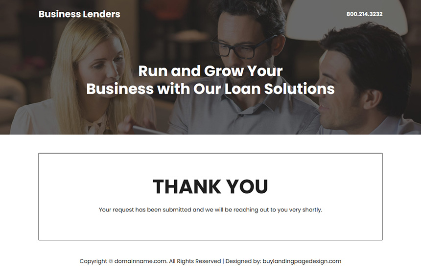 business lenders lead capture responsive landing page design