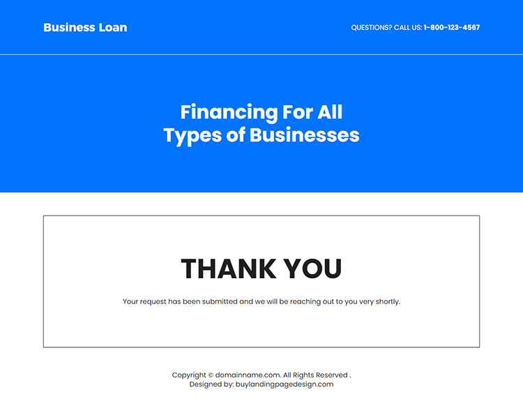 instant business funding for all types of business landing page