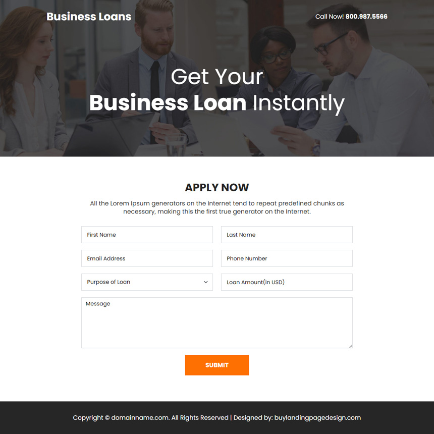 instant business loan responsive landing page