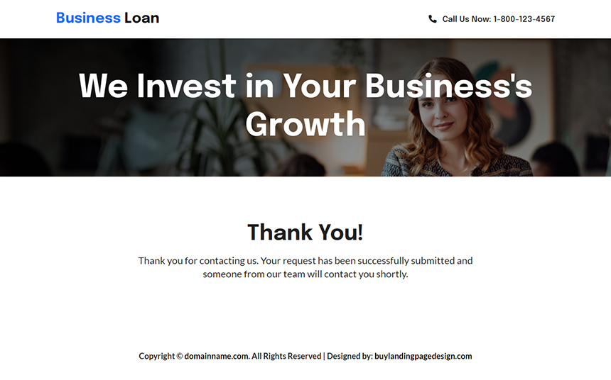 business financing solutions lead capture landing page