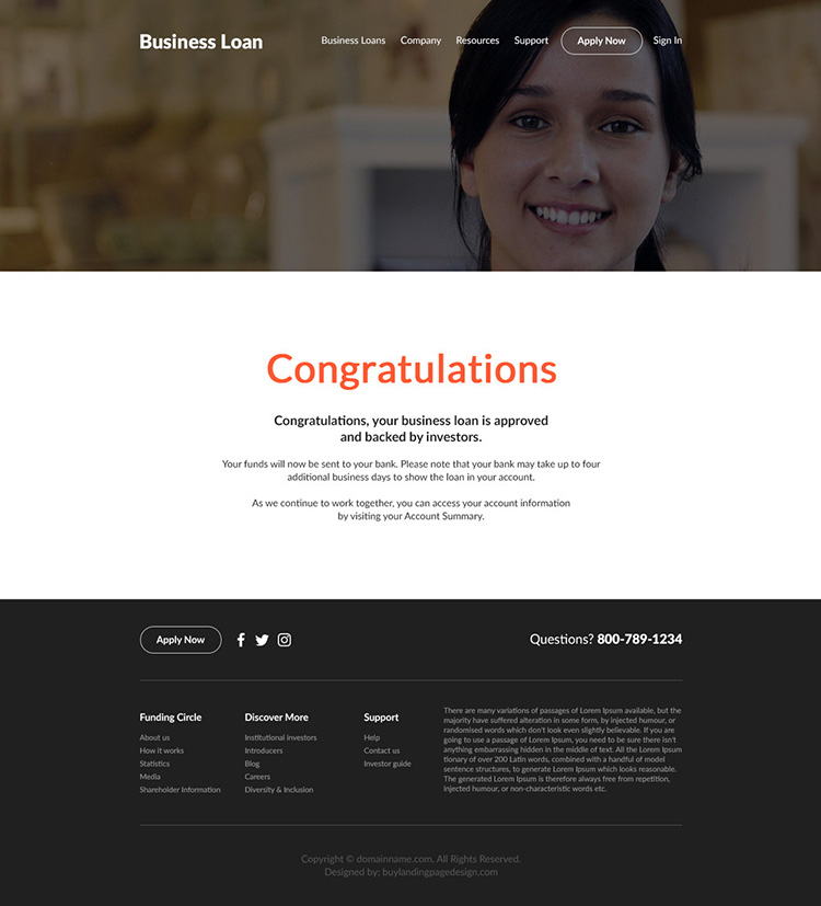 business loan online application responsive website design