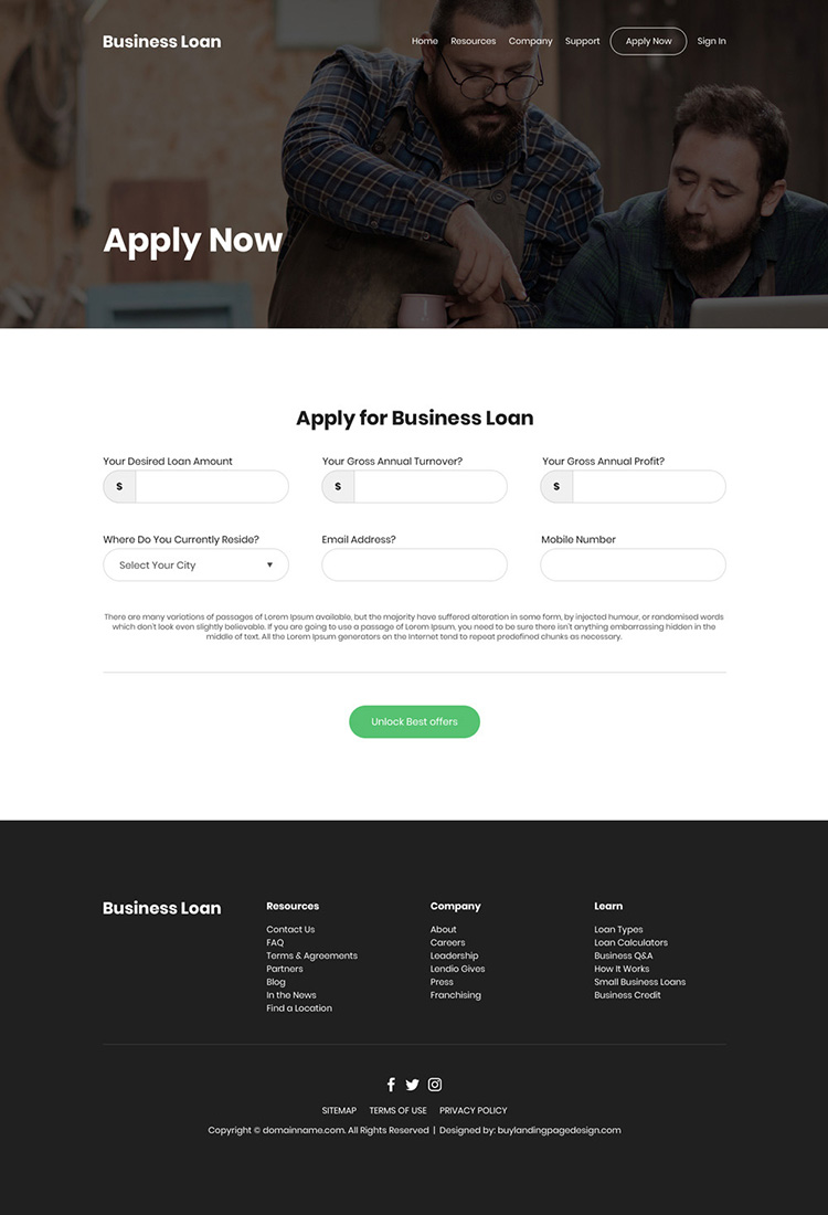 small business funding bootstrap website design