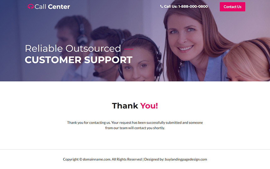 call center service lead capture responsive landing page