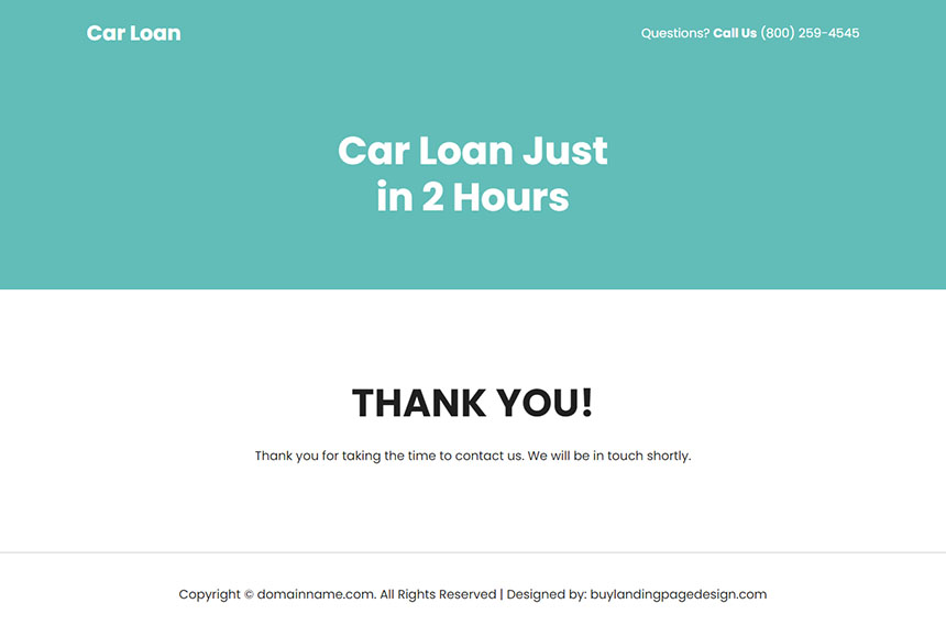 car loan financing responsive lead capture landing page