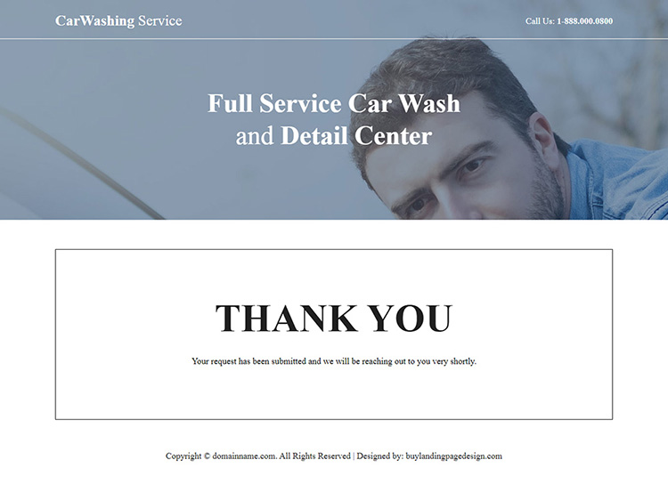 car washing service lead capture responsive landing page