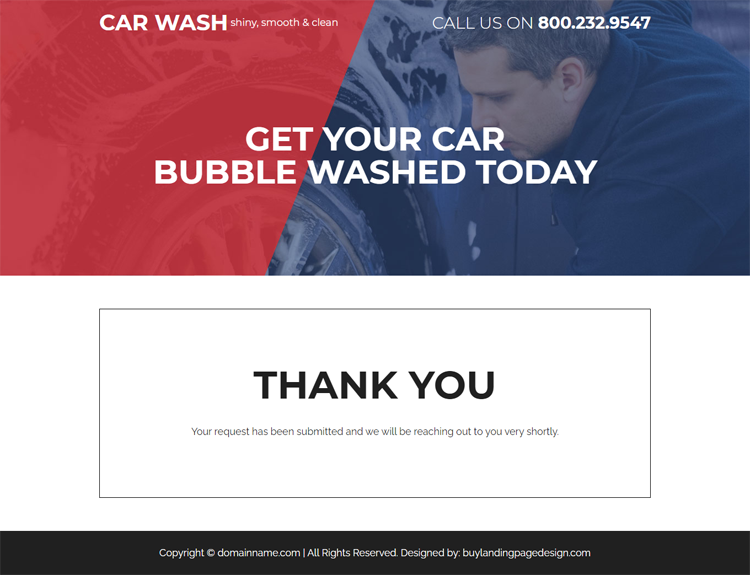 quick car cleaning service responsive landing page