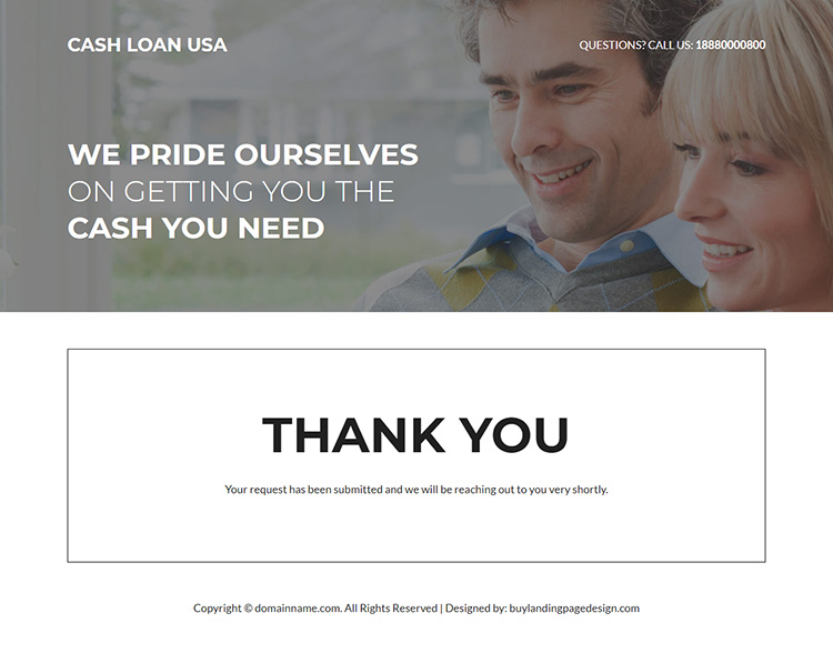 cash loan lead capture responsive landing page