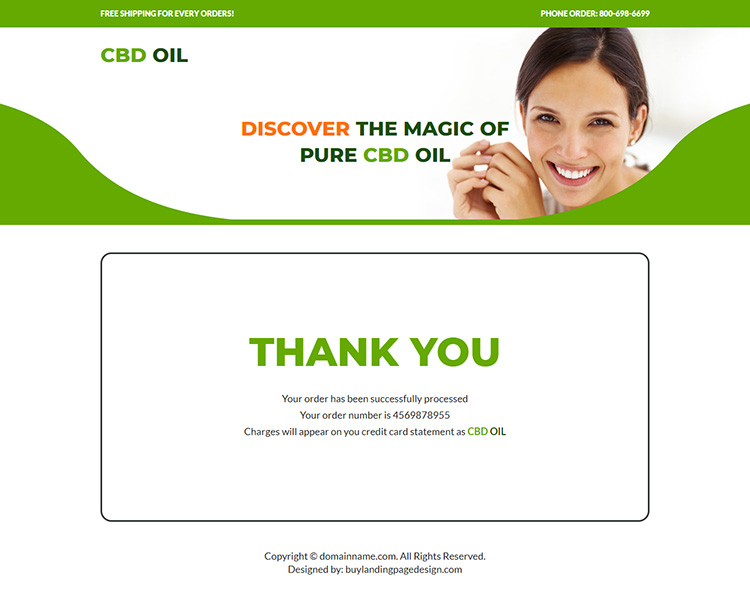 CBD oil responsive ecommerce landing page design