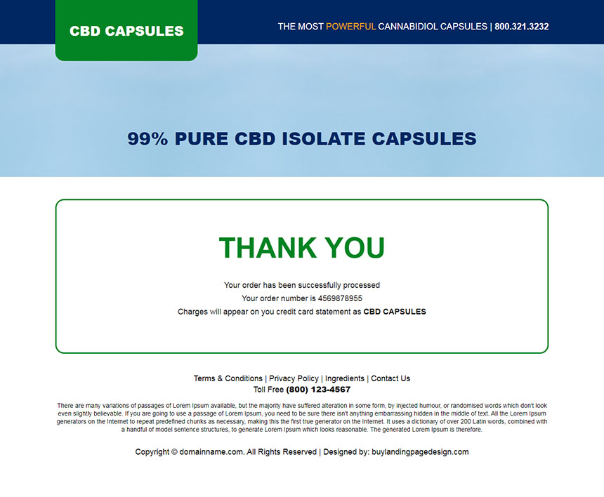 CBD pills for pain relief responsive landing page