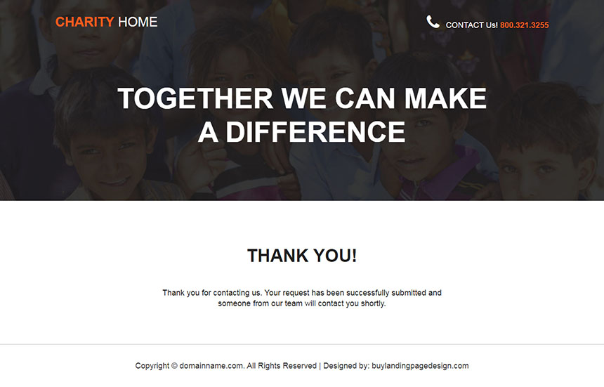 charity organization lead capture landing page