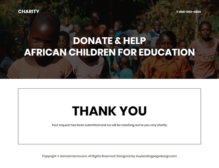 charity services lead capture responsive landing page