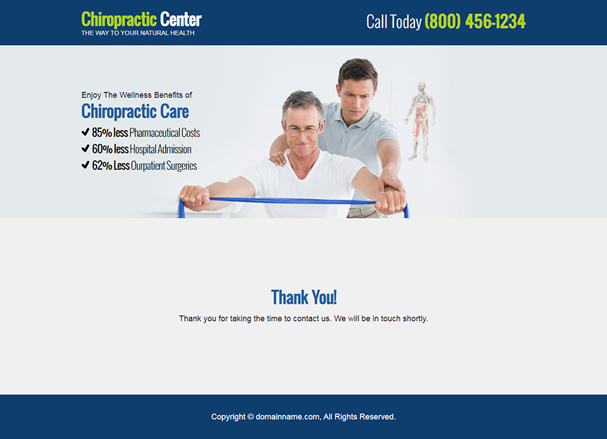 responsive chiropractic center landing page design