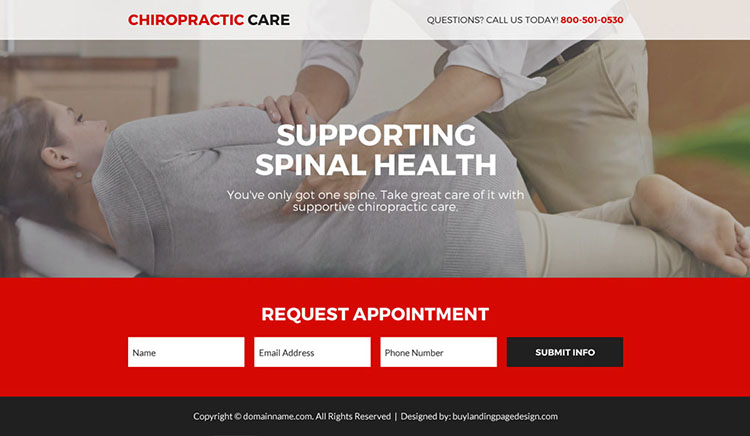 chiropractic care service responsive funnel landing page