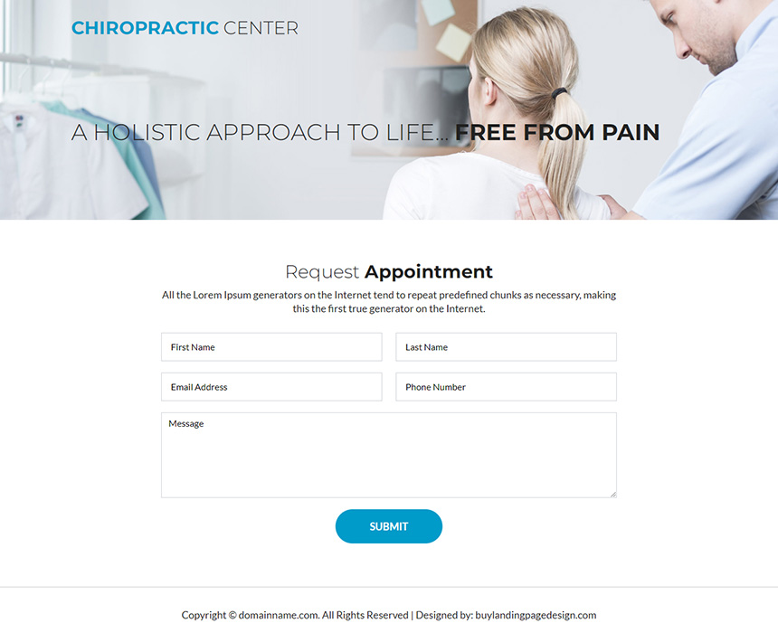 chiropractic center lead gen landing page design